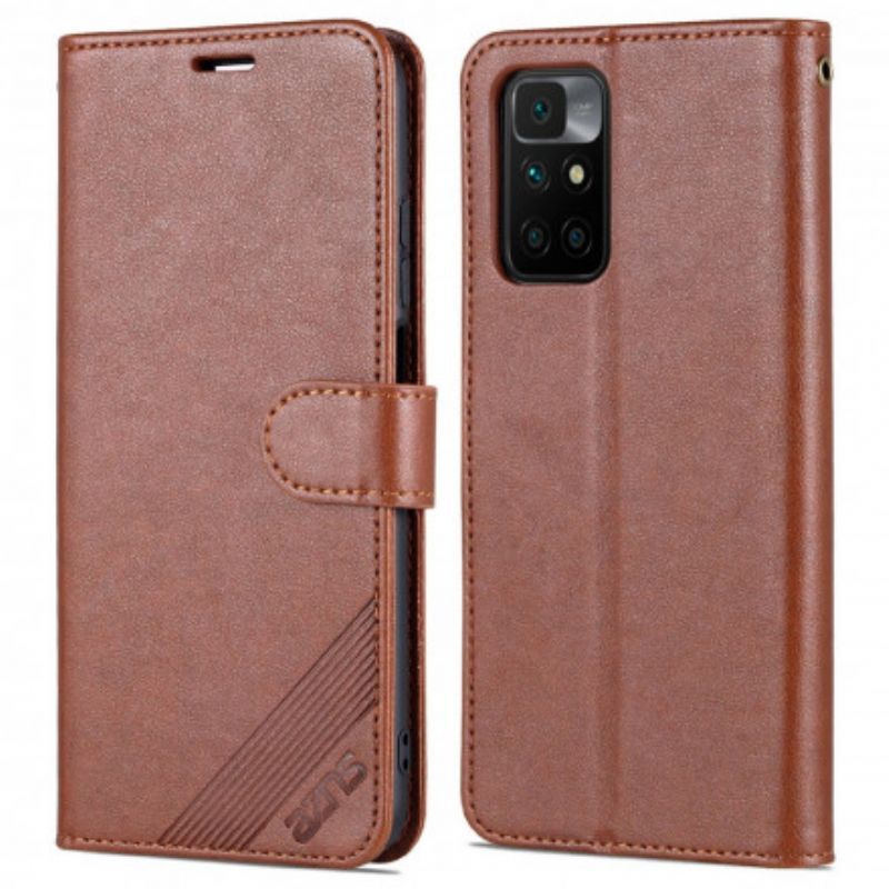 δερματινη Κάλυμμα Xiaomi Redmi 10 Μαύρο Azns Faux Leather σιλικόνης