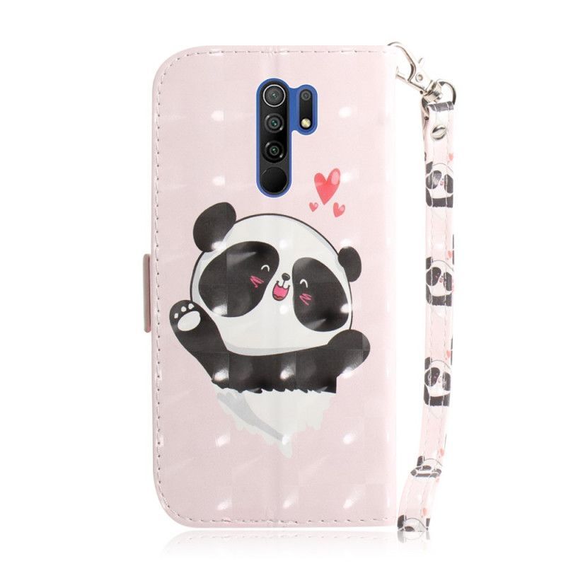 δερματινη Κάλυμμα Xiaomi Redmi 9 Panda Love Λουράκι σιλικόνης