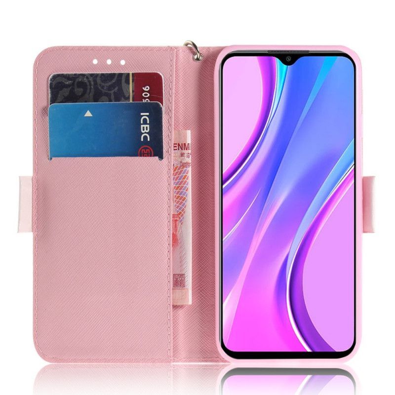 δερματινη Κάλυμμα Xiaomi Redmi 9 Panda Love Λουράκι σιλικόνης