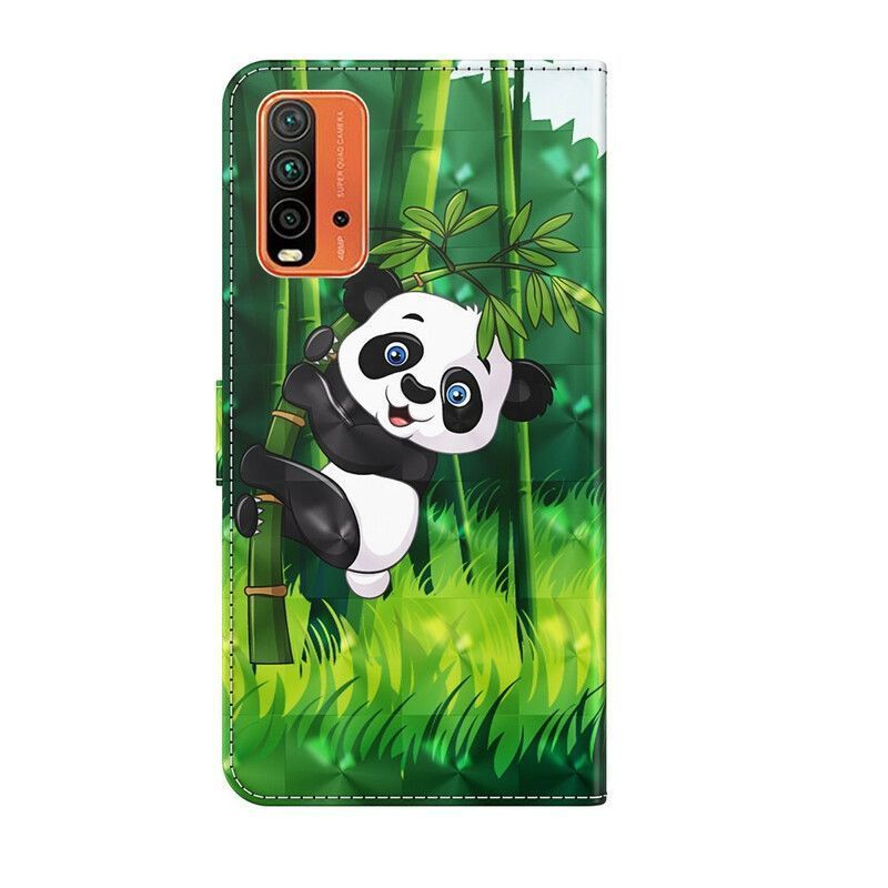 δερματινη Κάλυμμα Xiaomi Redmi 9T Panda Και Μπαμπού Πρωτότυπος