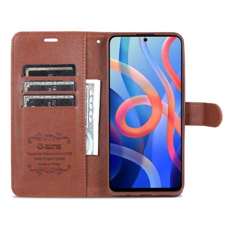 δερματινη Κάλυμμα Xiaomi Redmi Note 11 / Poco M4 Pro 5G Μαύρο Azns Faux Leather