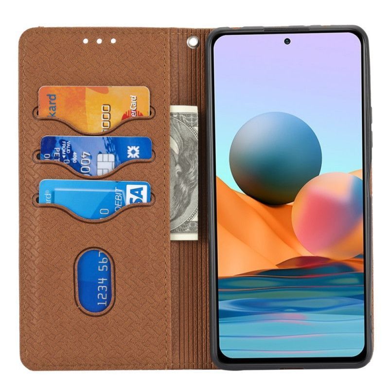 δερματινη Κάλυμμα Xiaomi Redmi Note 11 / Poco M4 Pro 5G Μαύρο Υφαντό Δερμάτινο Στιλ Με Τιράντες