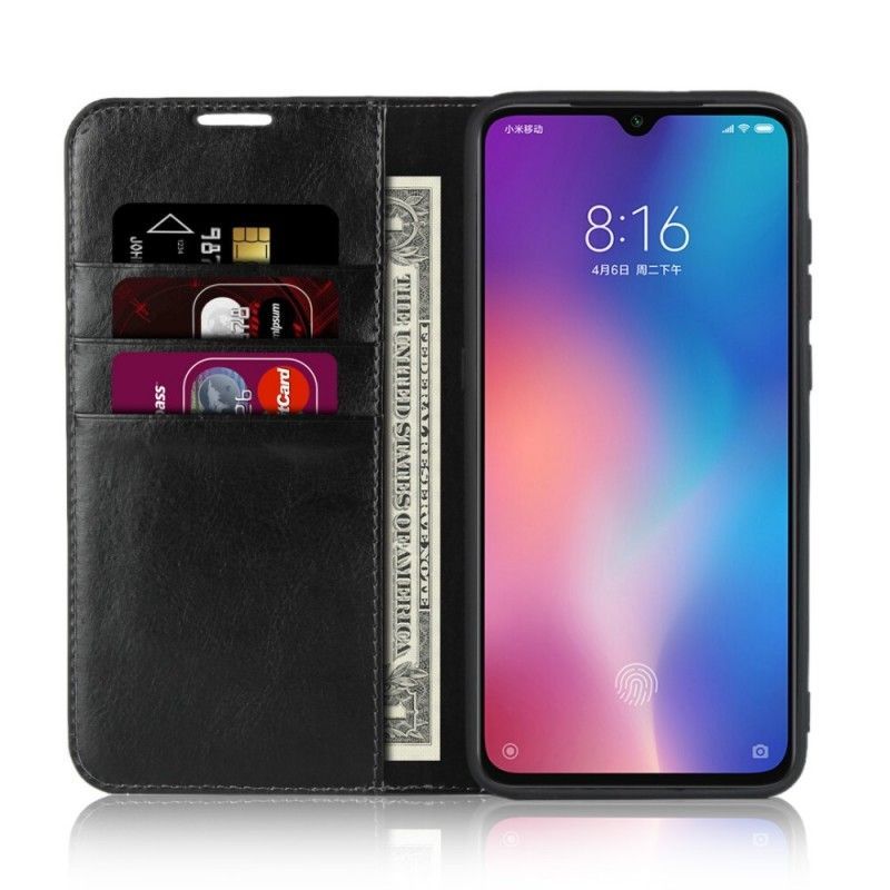 δερματινη θηκη Xiaomi Mi 9 Μαύρο Γνήσιο Δέρμα σιλικόνης