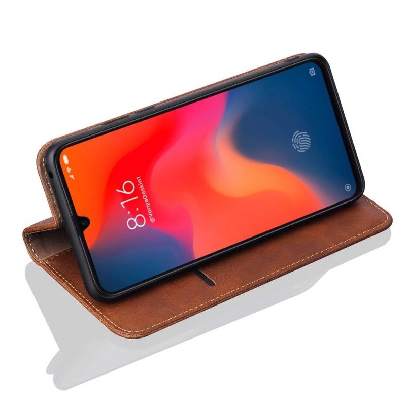 δερματινη θηκη Xiaomi Mi 9 Μαύρο Ραφές Με Εφέ Δέρματος