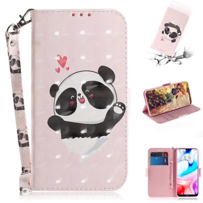 Κάλυμμα Folio Xiaomi Redmi 8 Θήκες Κινητών Panda Love Λουράκι