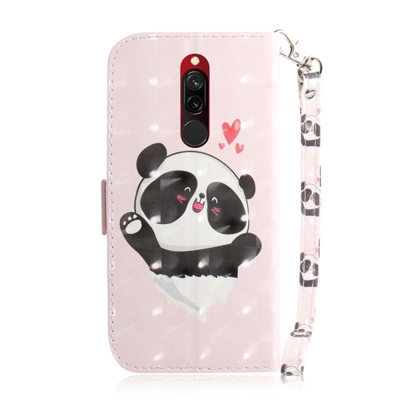 Κάλυμμα Folio Xiaomi Redmi 8 Θήκες Κινητών Panda Love Λουράκι