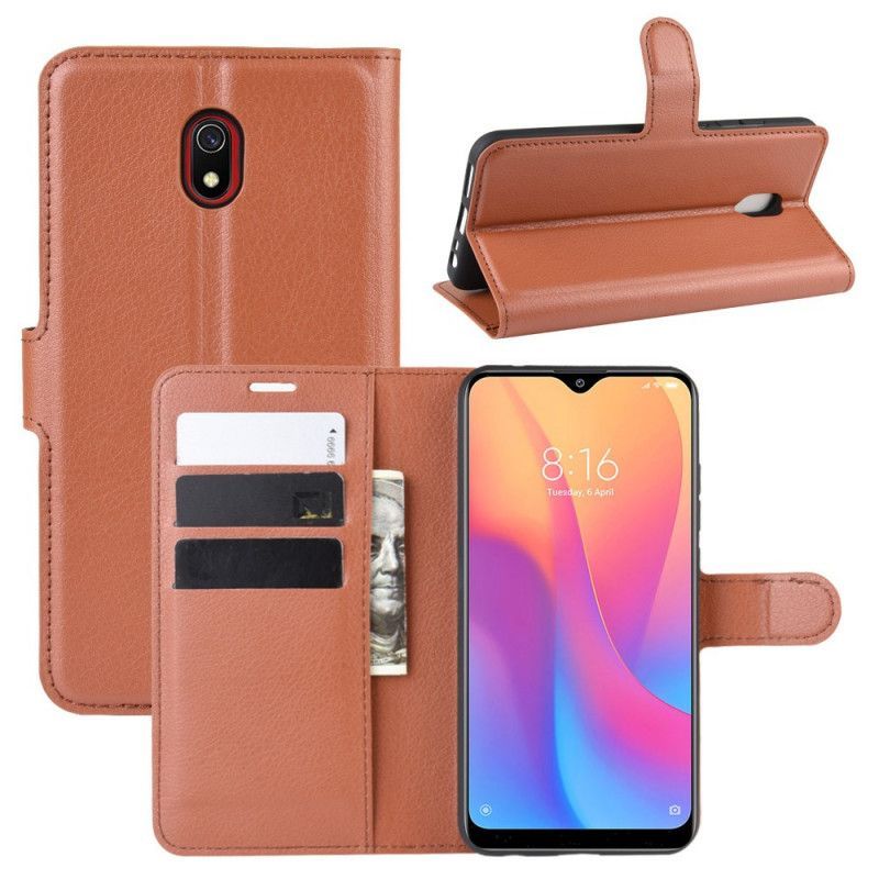 Κάλυμμα Folio Xiaomi Redmi 8A Μαύρο Κλασικό Ψεύτικο Δέρμα