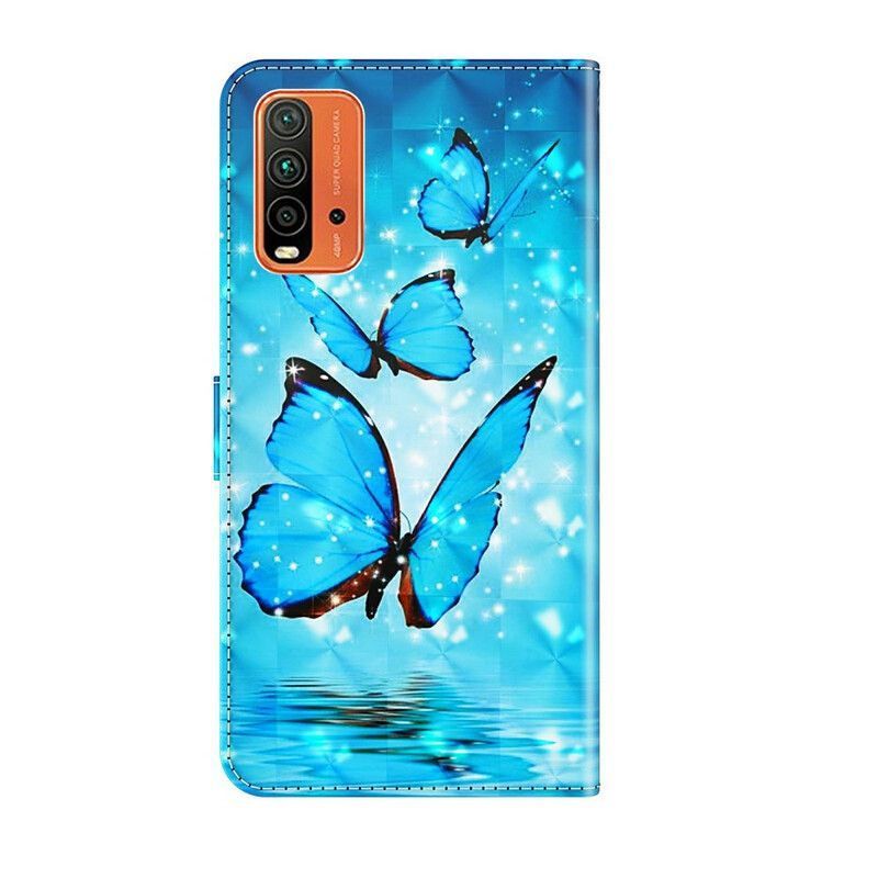 Κάλυμμα Folio Xiaomi Redmi 9T Θήκες Κινητών Πετώντας Μπλε Πεταλούδες