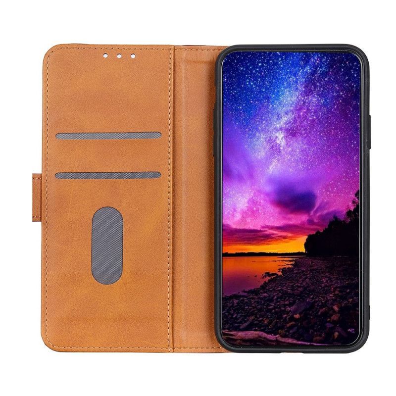 Κάλυμμα Folio Xiaomi Redmi Note 10 / Note 10S Μαύρο Ραφές Με Εφέ Δέρματος Λίτσι