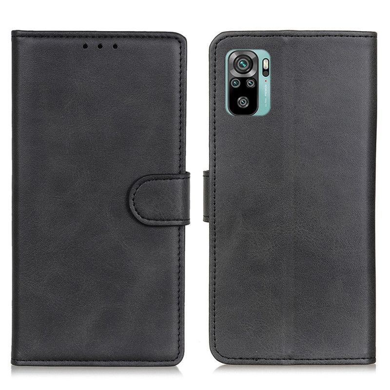 Κάλυμμα Folio Xiaomi Redmi Note 10 / Note 10S Μαύρο Ρετρό Ματ Δερμάτινο Εφέ