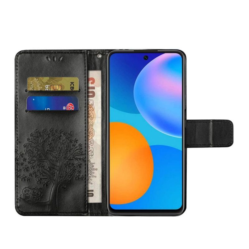 Κάλυμμα Folio Xiaomi Redmi Note 10 Pro Μαύρο Δέντρο Και Κουκουβάγιες