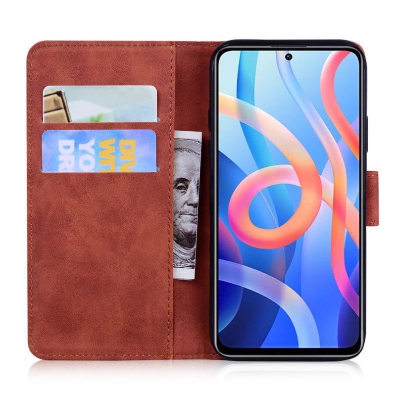 Κάλυμμα Folio Xiaomi Redmi Note 11 / Poco M4 Pro 5G Μαύρο Εκτύπωση Προσώπου Τίγρης