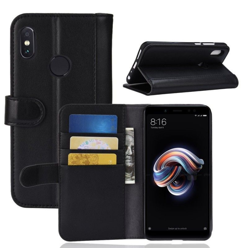 Κάλυμμα Folio Xiaomi Redmi Note 5 Μαύρο Σπαστό Δέρμα