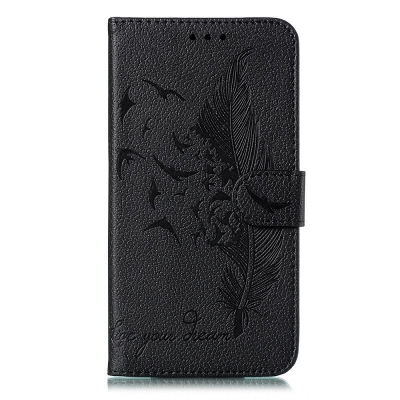 Κάλυμμα Folio Xiaomi Redmi Note 8 Μαύρο Ψεύτικο Δέρμα Ζήστε Το Όνειρό Σας