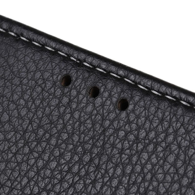 Κάλυμμα Folio Xiaomi Redmi Note 8T Μαύρο Ραφή Με Εφέ Δέρματος Λιτσέ