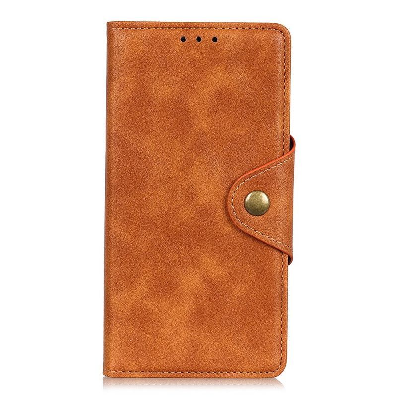 Κάλυμμα Folio Xiaomi Redmi Note 8T Μαύρο Vintage Faux Δέρμα Και Κουμπί