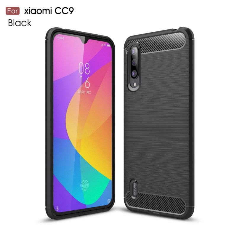 Κάλυμμα Για Xiaomi Mi 9 Lite Μαύρο Βουρτσισμένη Ίνα Άνθρακα