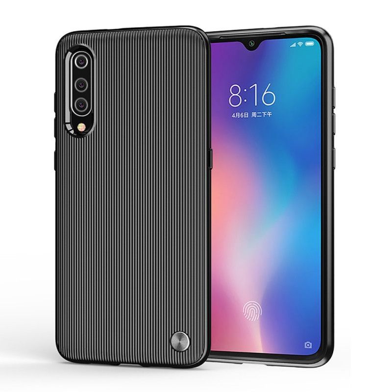 Κάλυμμα Για Xiaomi Mi 9 Μαύρο Ανάγλυφη Σιλικόνη