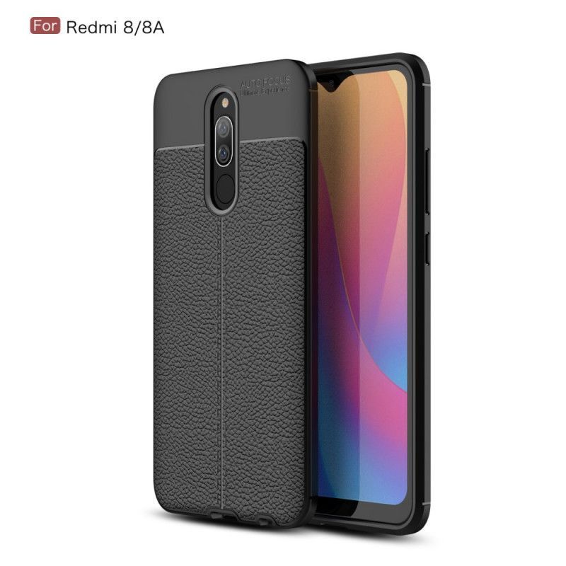 Κάλυμμα Για Xiaomi Redmi 8 Μαύρο / Redmi 8A Εφέ Από Δέρμα Λίτσι Διπλής Γραμμής