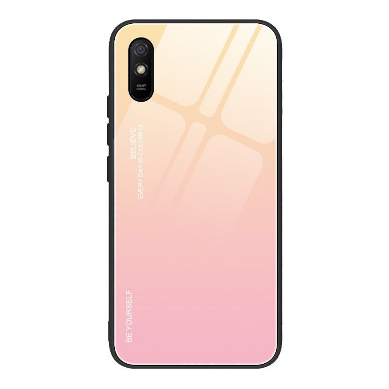 Κάλυμμα Για Xiaomi Redmi 9A Κόκκινο Σκληρυμένο Γυαλί Να Είσαι Ο Εαυτός Σου