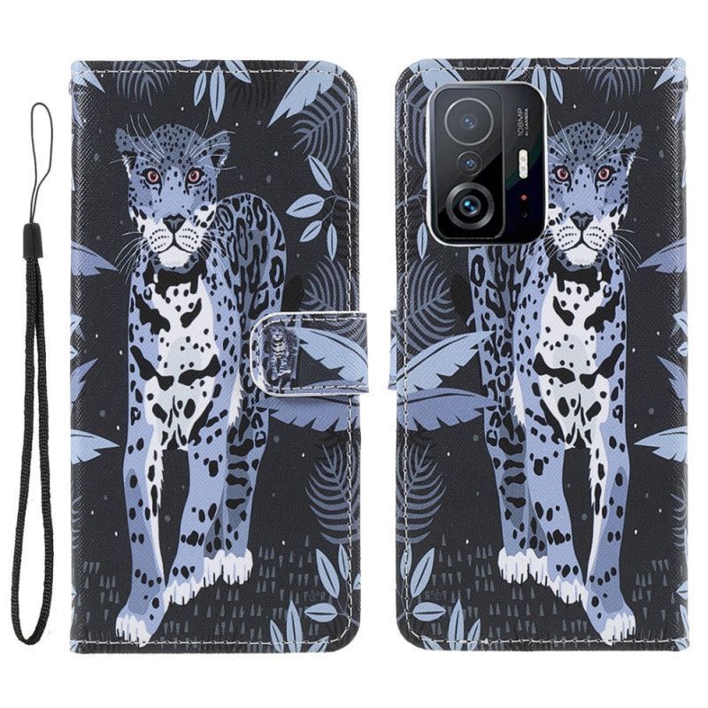 Κάλυμμα Θήκης Xiaomi 11T / 11T Pro Leopard Με Λουράκι