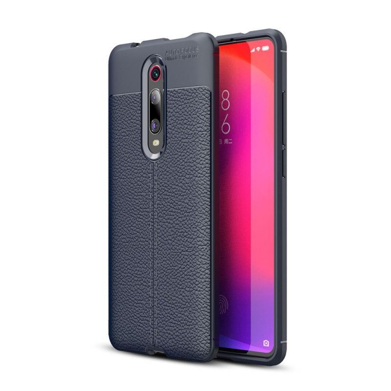 Κάλυμμα Xiaomi Mi 9T / Mi 9T Pro Μαύρο Εφέ Από Δέρμα Λίτσι Διπλής Γραμμής