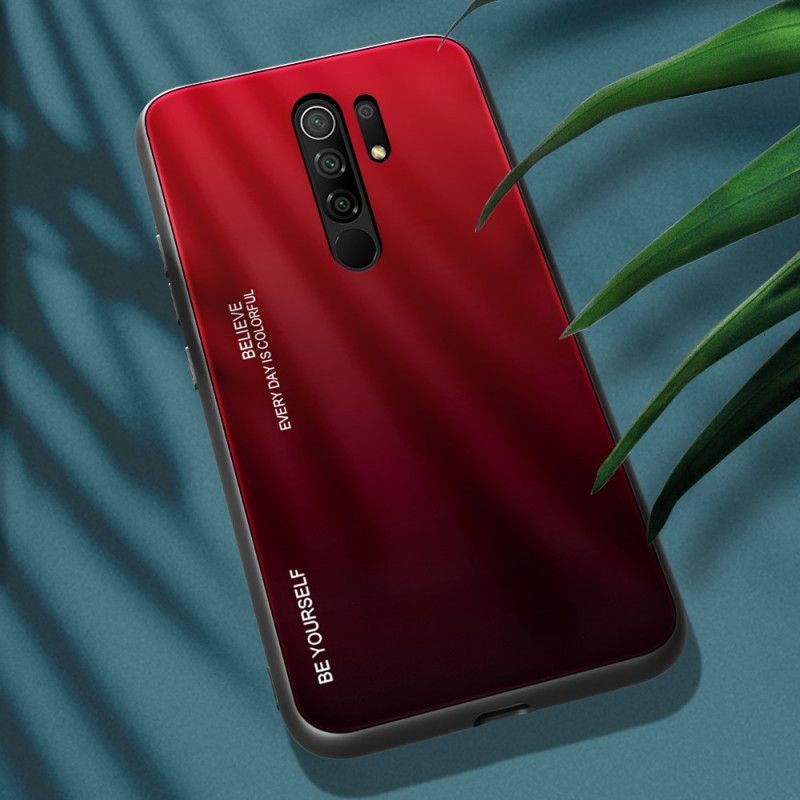 Κάλυμμα Xiaomi Redmi 9 Κόκκινο Σκληρυμένο Γυαλί Να Είσαι Ο Εαυτός Σου