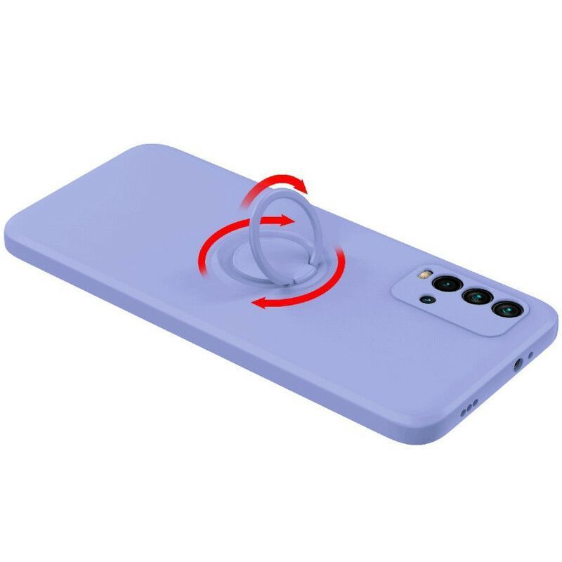 Κάλυμμα Xiaomi Redmi 9T Μαύρο Δακτύλιος Και Κορδόνι Υγρής Σιλικόνης