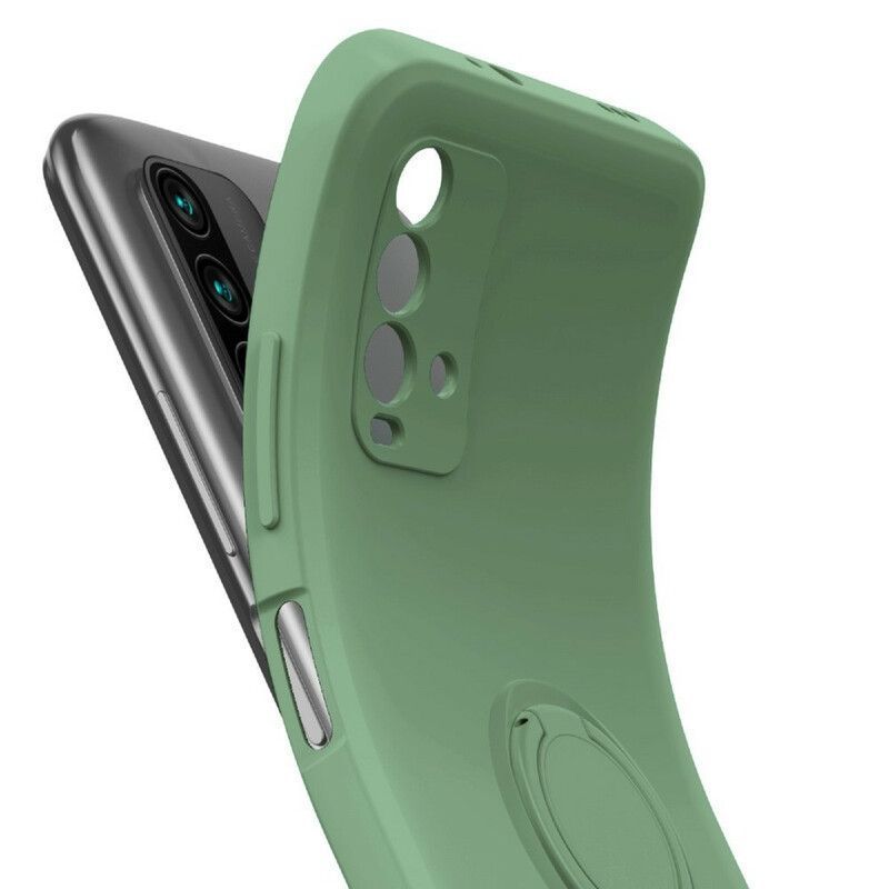 Κάλυμμα Xiaomi Redmi 9T Μαύρο Δακτύλιος Και Κορδόνι Υγρής Σιλικόνης