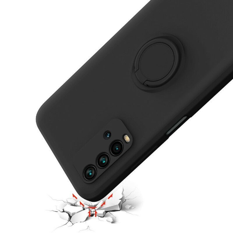 Κάλυμμα Xiaomi Redmi 9T Μαύρο Δακτύλιος Και Κορδόνι Υγρής Σιλικόνης