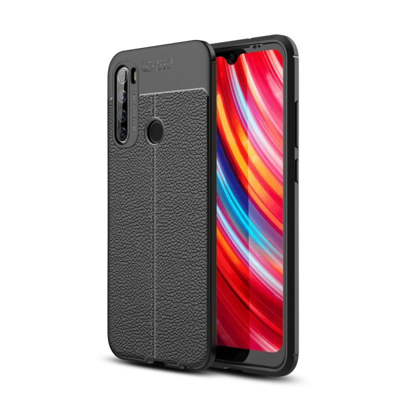 Κάλυμμα Xiaomi Redmi Note 8T Μαύρο Εφέ Από Δέρμα Λίτσι Διπλής Γραμμής σιλικόνης