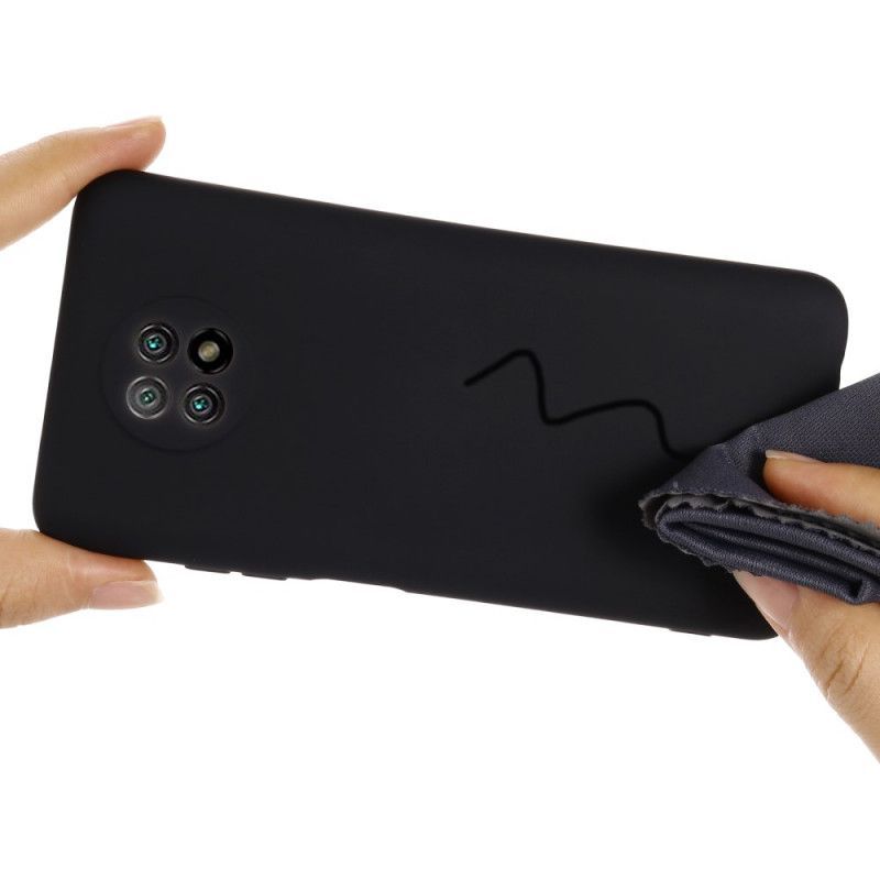 Κάλυμμα Xiaomi Redmi Note 9 5G / Note 9T 5G Μαύρο Υγρή Σιλικόνη Και Κορδόνι