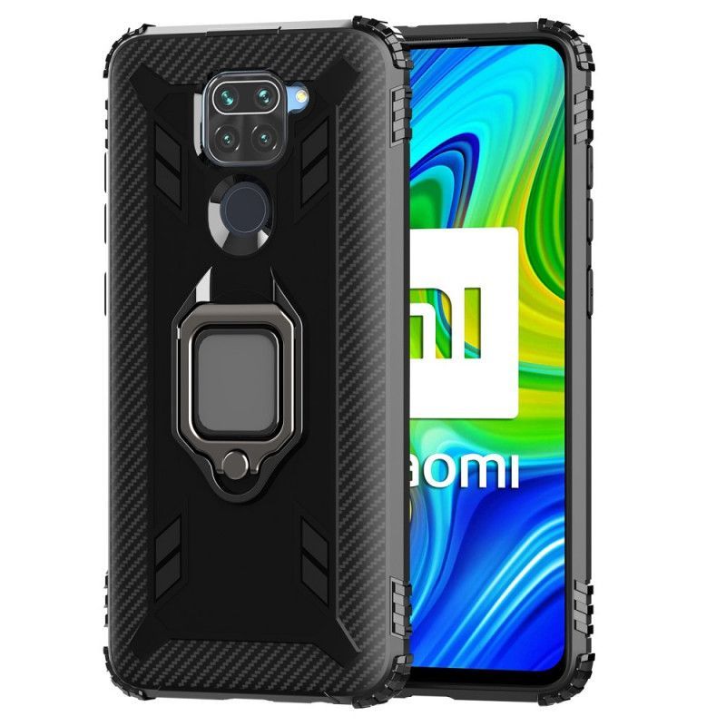 Κάλυμμα Xiaomi Redmi Note 9 Μαύρο Δακτύλιος Και Ανθρακονήματα