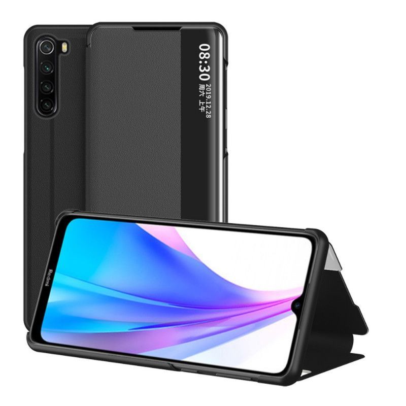 Προβολή Εξωφύλλου Xiaomi Redmi Note 8T Μαύρο Με Υφή Faux Δέρμα