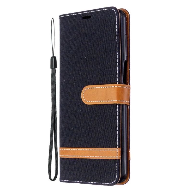 Xiaomi Redmi Note 9S / Redmi Note 9 Pro Cover Fabric And Leather Effect With Strap