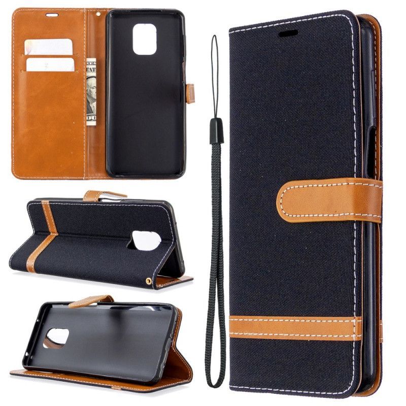 Xiaomi Redmi Note 9S / Redmi Note 9 Pro Cover Fabric And Leather Effect With Strap