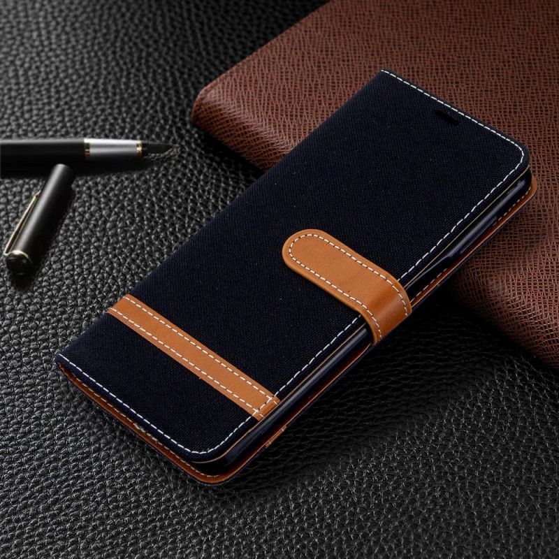 Xiaomi Redmi Note 9S / Redmi Note 9 Pro Cover Fabric And Leather Effect With Strap