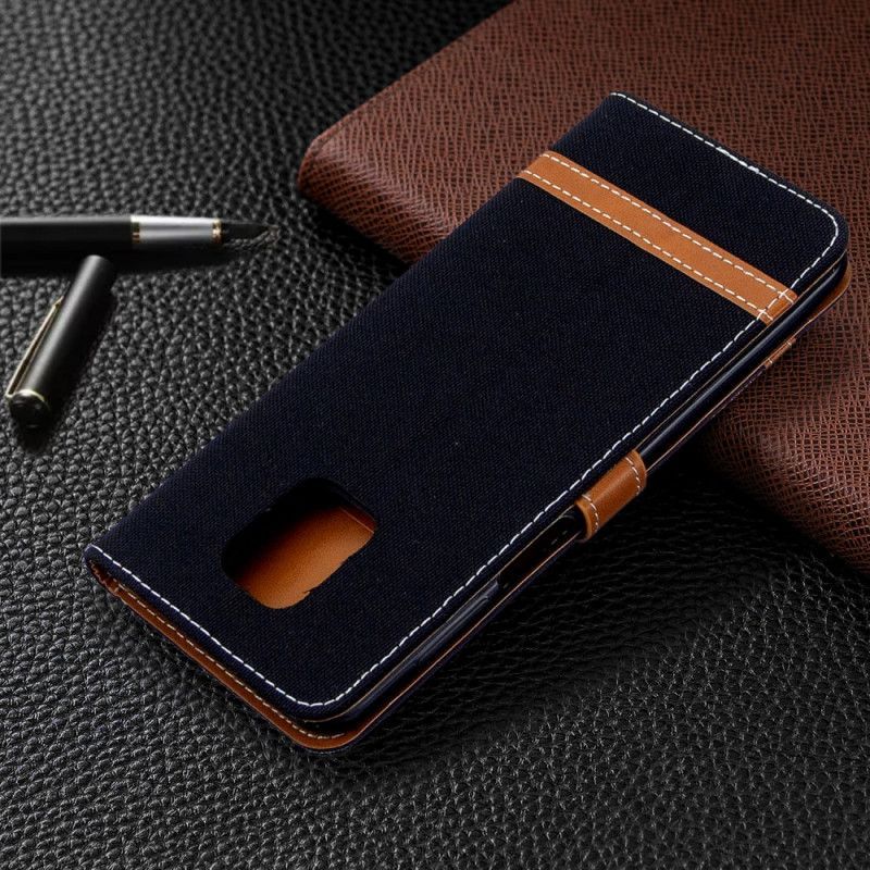 Xiaomi Redmi Note 9S / Redmi Note 9 Pro Cover Fabric And Leather Effect With Strap